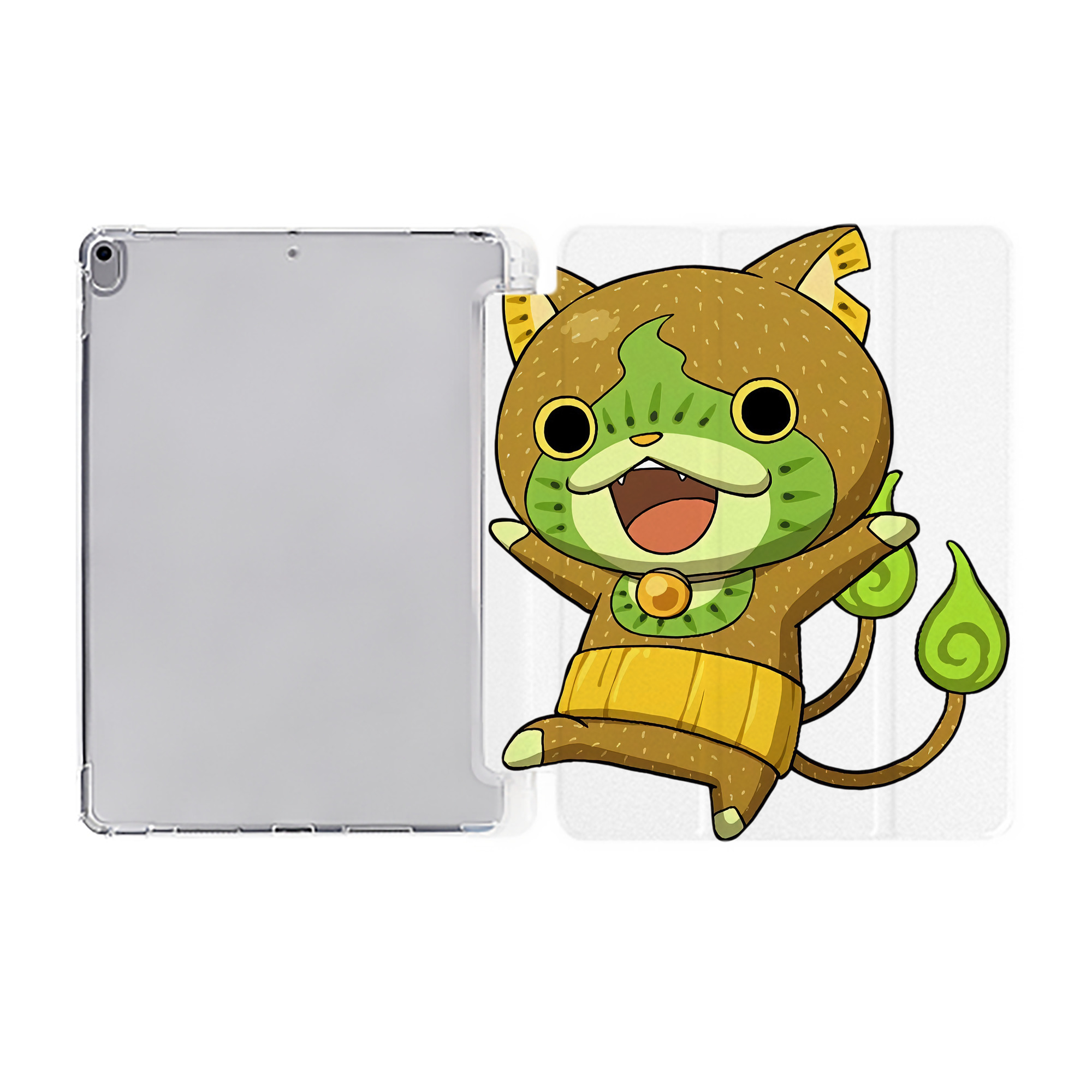 （画像用） 妖怪ウォッチ Yo-kai Watch IPad ケース ペン収納付き 三つ折りスタンド PUレザー×シリコン 対応機種9.5/10.5/10.9インチ